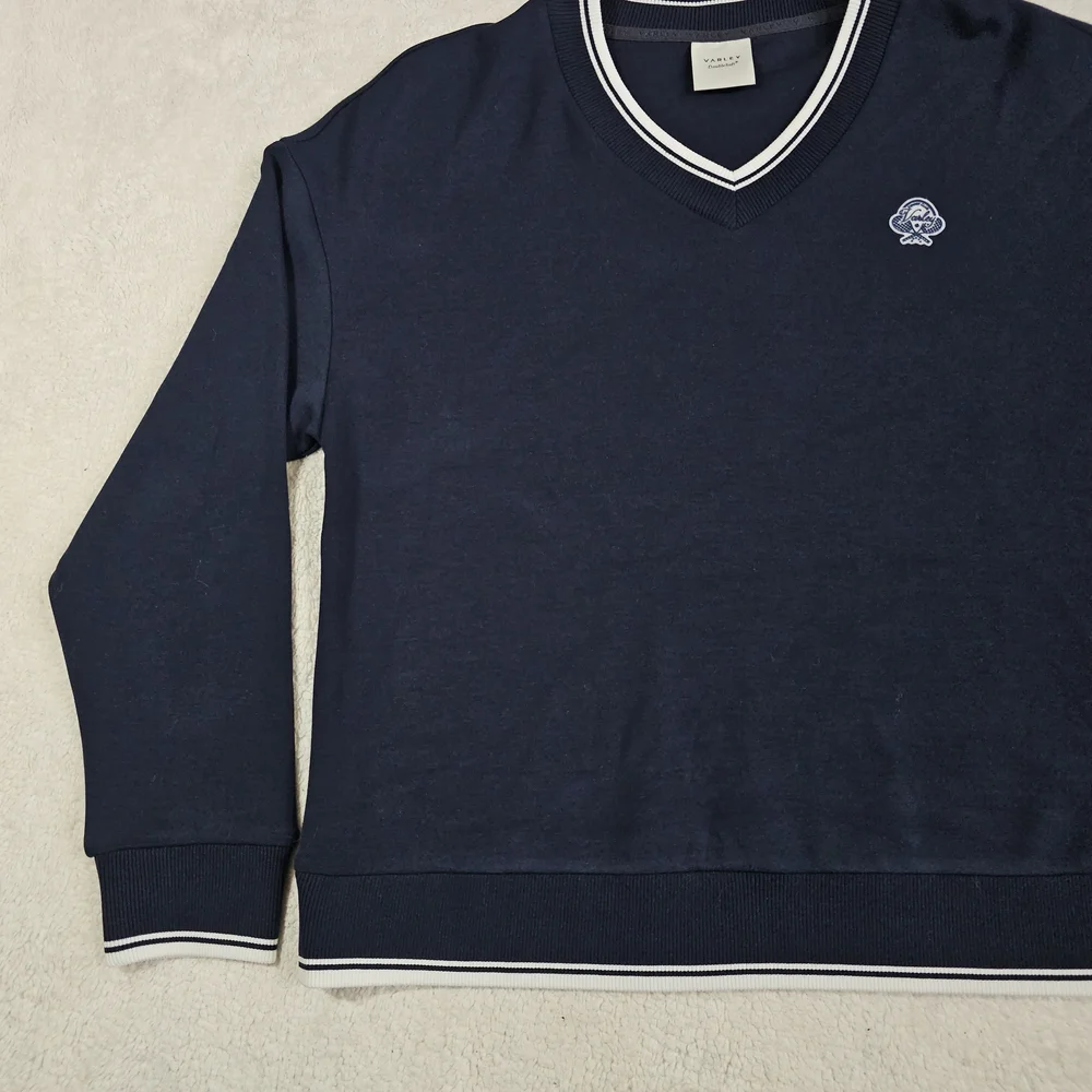 Varley Iona V-neck Sweatshirt in Navy. - Picture 7 of 16